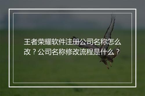 王者荣耀软件注册公司名称怎么改？公司名称修改流程是什么？