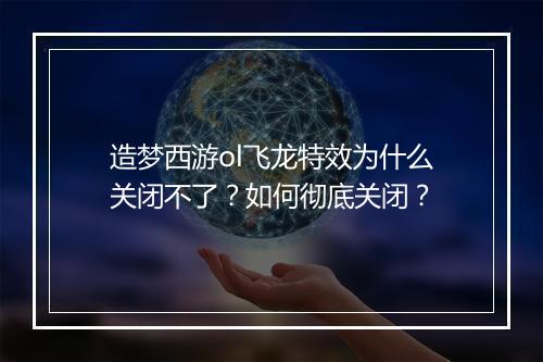 造梦西游ol飞龙特效为什么关闭不了？如何彻底关闭？
