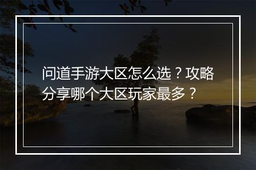 问道手游大区怎么选？攻略分享哪个大区玩家最多？