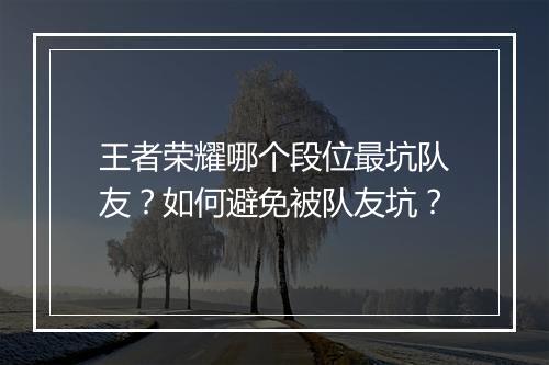 王者荣耀哪个段位最坑队友？如何避免被队友坑？