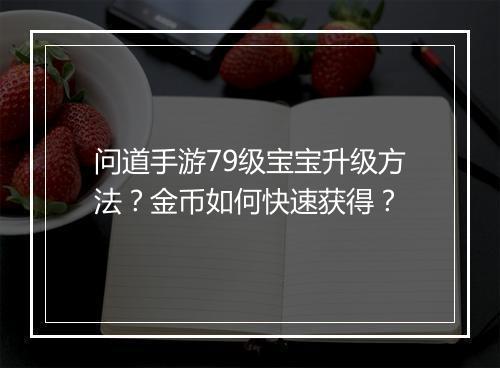 问道手游79级宝宝升级方法？金币如何快速获得？