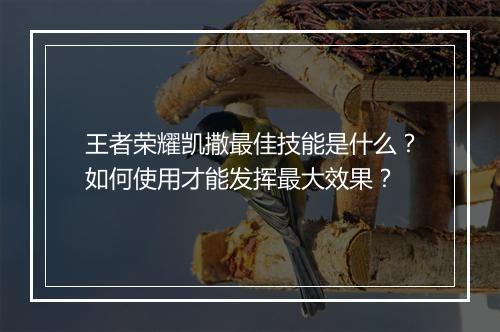 王者荣耀凯撒最佳技能是什么？如何使用才能发挥最大效果？