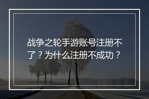 战争之轮手游账号注册不了？为什么注册不成功？