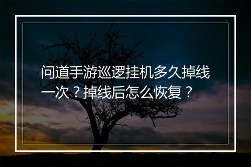 问道手游巡逻挂机多久掉线一次?掉线后怎么恢复?