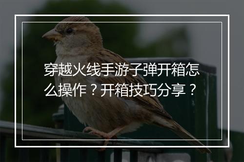 穿越火线手游子弹开箱怎么操作？开箱技巧分享？