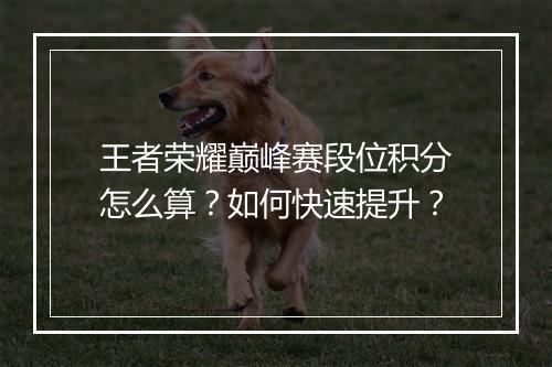 王者荣耀巅峰赛段位积分怎么算?如何快速提升?