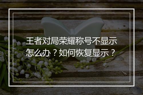 王者对局荣耀称号不显示怎么办？如何恢复显示？