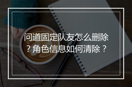 问道固定队友怎么删除？角色信息如何清除？