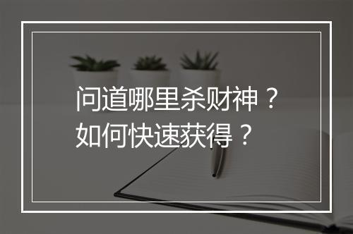 问道哪里杀财神？如何快速获得？