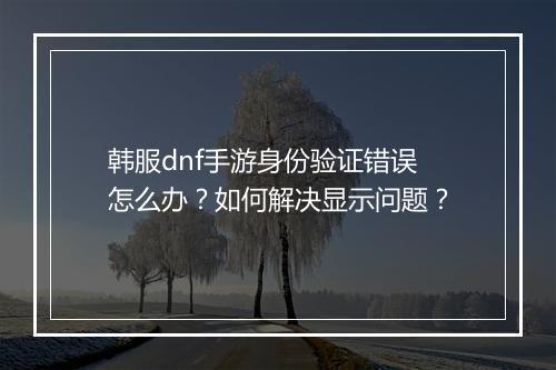 韩服dnf手游身份验证错误怎么办？如何解决显示问题？