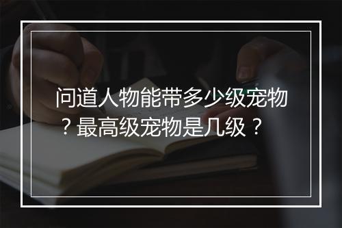 问道人物能带多少级宠物？最高级宠物是几级？