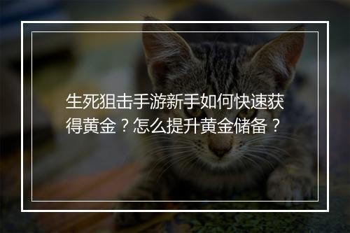 生死狙击手游新手如何快速获得黄金?怎么提升黄金储备?