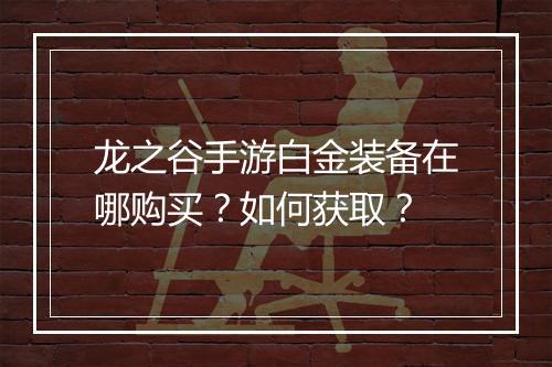 龙之谷手游白金装备在哪购买？如何获取？