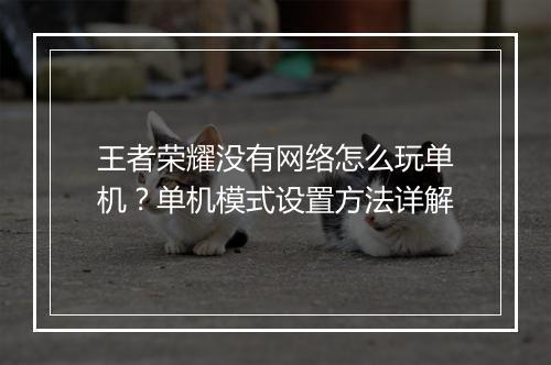 王者荣耀没有网络怎么玩单机?单机模式设置方法详解