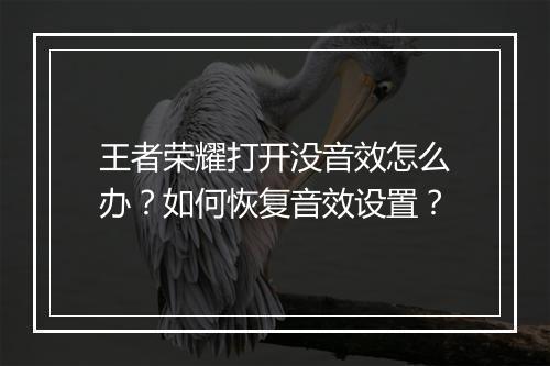 王者荣耀打开没音效怎么办？如何恢复音效设置？
