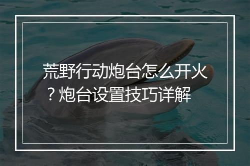 荒野行动炮台怎么开火？炮台设置技巧详解
