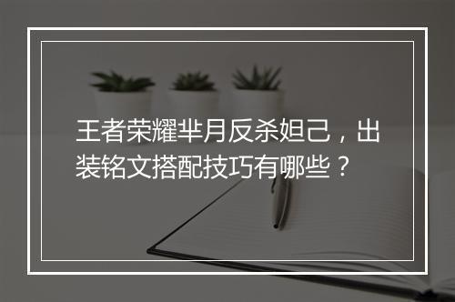 王者荣耀芈月反杀妲己，出装铭文搭配技巧有哪些？
