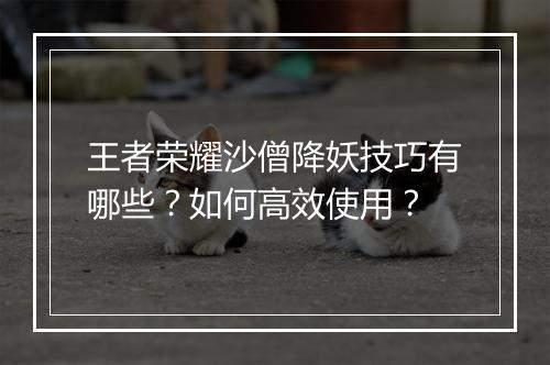 王者荣耀沙僧降妖技巧有哪些？如何高效使用？