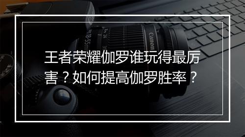 王者荣耀伽罗谁玩得最厉害?如何提高伽罗胜率?