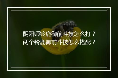 阴阳师铃鹿御前斗技怎么打？两个铃鹿御前斗技怎么搭配？
