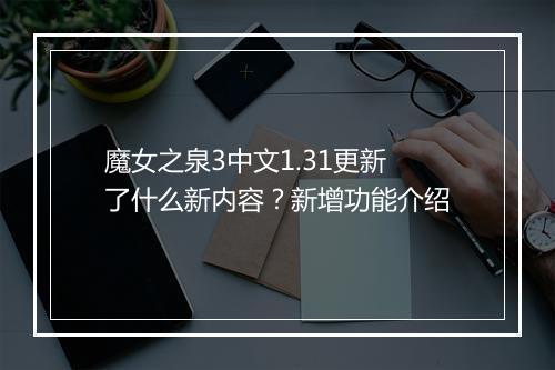 魔女之泉3中文1.31更新了什么新内容？新增功能介绍