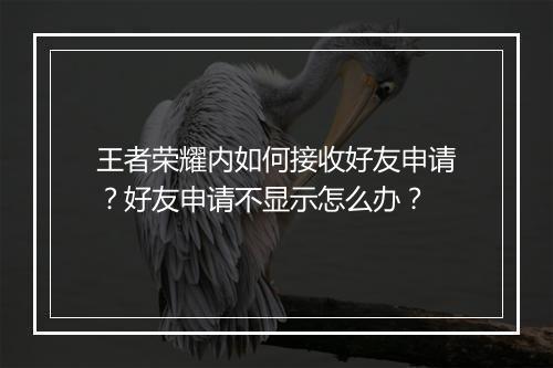 王者荣耀内如何接收好友申请？好友申请不显示怎么办？