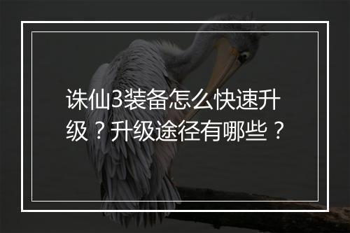 诛仙3装备怎么快速升级？升级途径有哪些？