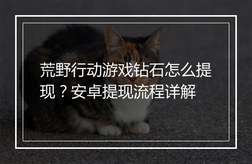 荒野行动游戏钻石怎么提现？安卓提现流程详解