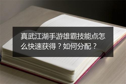 真武江湖手游雄霸技能点怎么快速获得？如何分配？