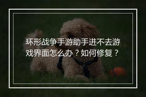 环形战争手游助手进不去游戏界面怎么办？如何修复？
