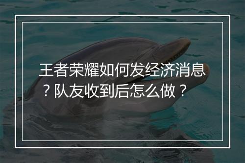 王者荣耀如何发经济消息？队友收到后怎么做？