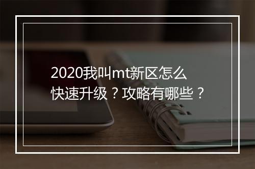 2020我叫mt新区怎么快速升级？攻略有哪些？