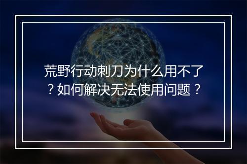 荒野行动刺刀为什么用不了？如何解决无法使用问题？