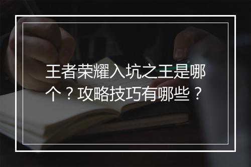 王者荣耀入坑之王是哪个？攻略技巧有哪些？