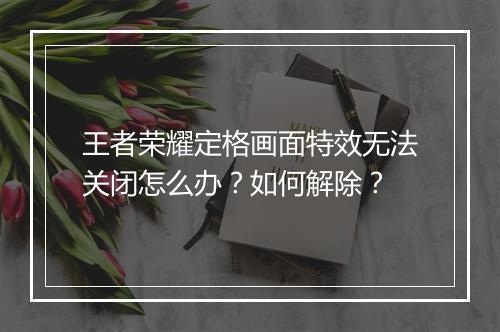 王者荣耀定格画面特效无法关闭怎么办？如何解除？