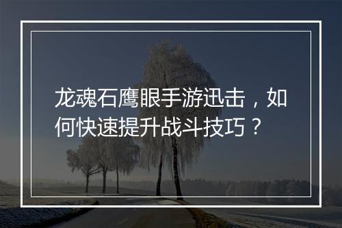 龙魂石鹰眼手游迅击，如何快速提升战斗技巧？