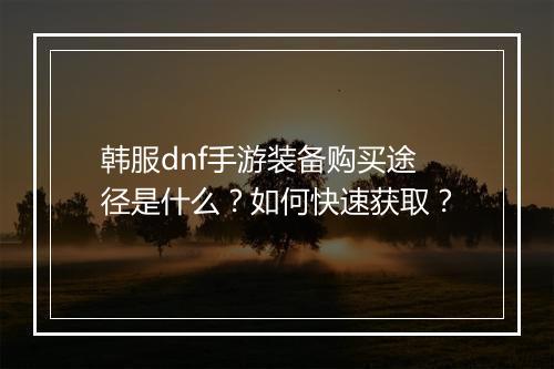 韩服dnf手游装备购买途径是什么？如何快速获取？