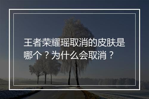 王者荣耀瑶取消的皮肤是哪个？为什么会取消？