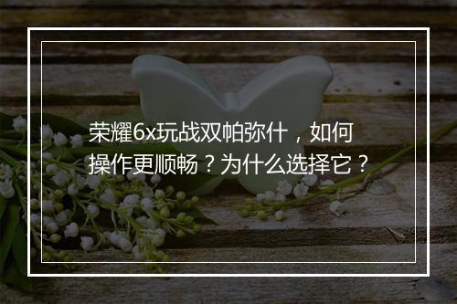 荣耀6x玩战双帕弥什，如何操作更顺畅？为什么选择它？
