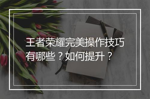 王者荣耀完美操作技巧有哪些？如何提升？