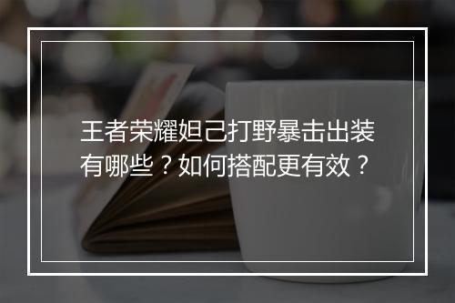 王者荣耀妲己打野暴击出装有哪些?如何搭配更有效?