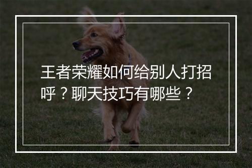 王者荣耀如何给别人打招呼？聊天技巧有哪些？
