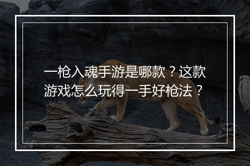 一枪入魂手游是哪款？这款游戏怎么玩得一手好枪法？