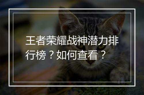 王者荣耀战神潜力排行榜？如何查看？