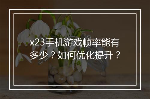 x23手机游戏帧率能有多少？如何优化提升？