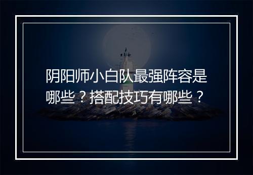 阴阳师小白队最强阵容是哪些？搭配技巧有哪些？