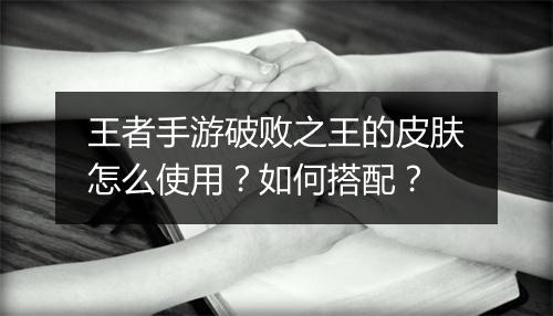 王者手游破败之王的皮肤怎么使用？如何搭配？