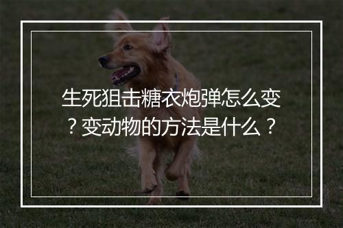 生死狙击糖衣炮弹怎么变？变动物的方法是什么？