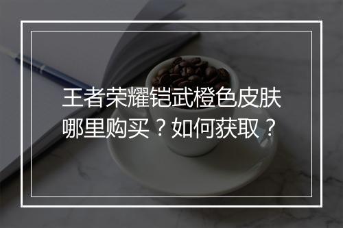 王者荣耀铠武橙色皮肤哪里购买?如何获取?
