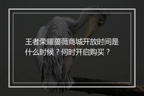 王者荣耀蔷薇商城开放时间是什么时候？何时开启购买？